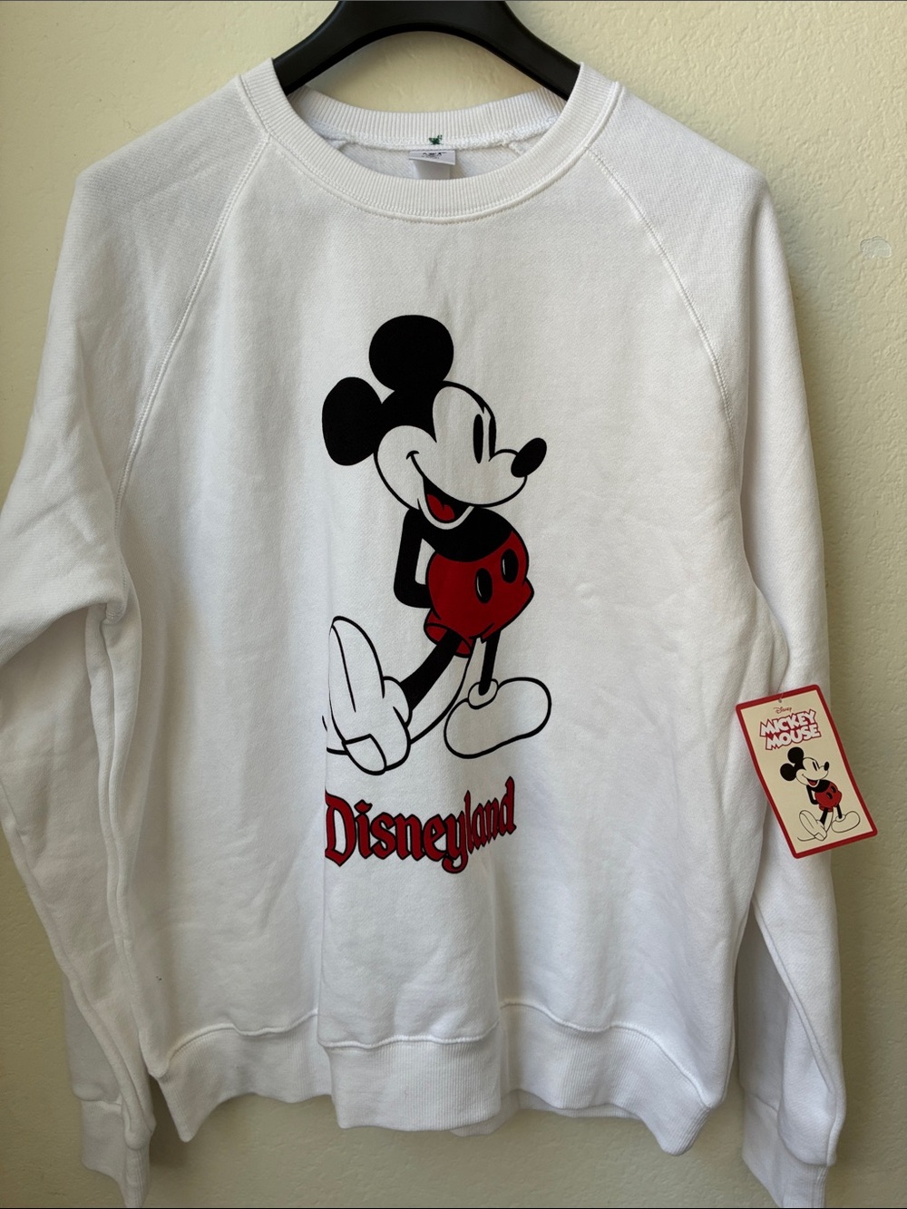 NWT Disneyland Disney White Sweatshirt with Classic Mickey and Red Accents